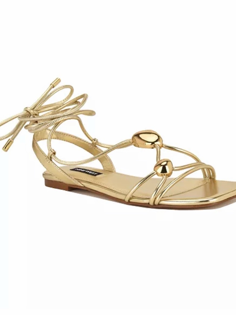 NEW Nine West Firaa Gold Lace-Up Flat Sandals - Women size 10